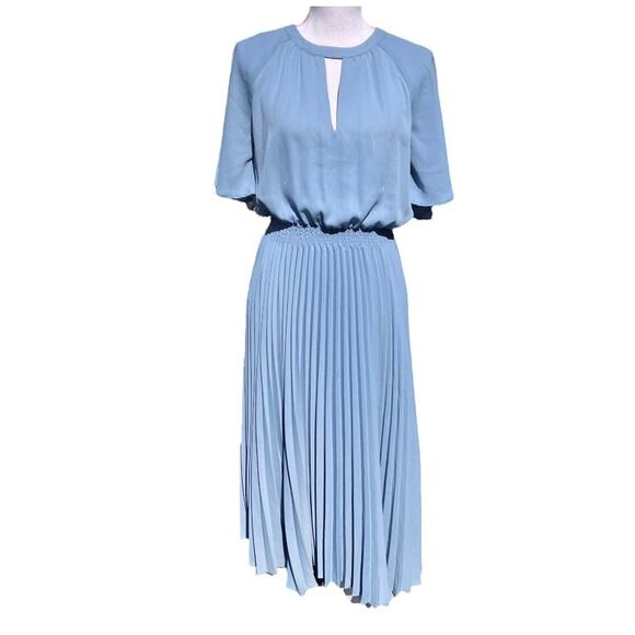 MNG Suit Dusty Blue Pleated Dress Small - Picture 1 of 3